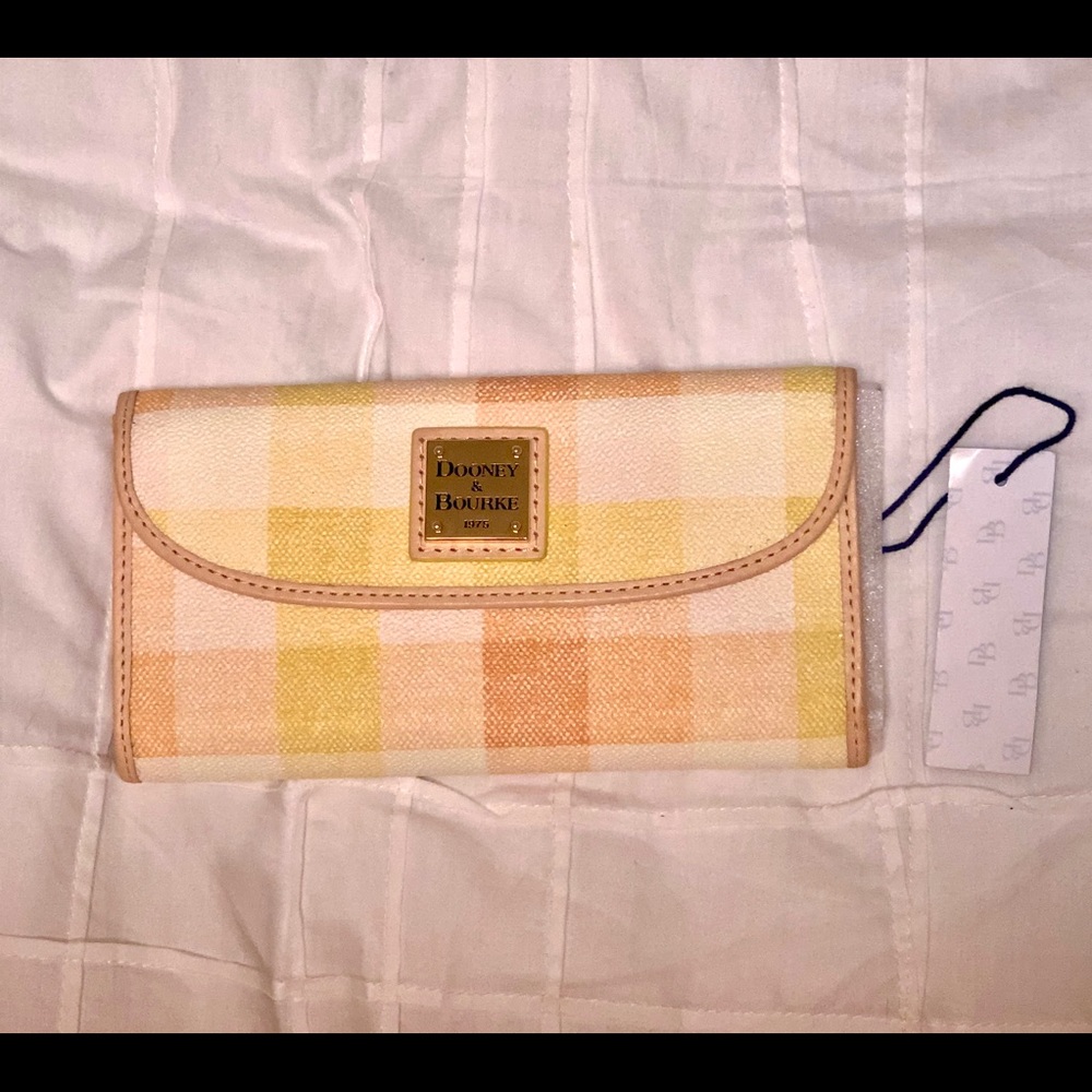 Dooney & Bourke Yellow Gingham Clutch Wallet